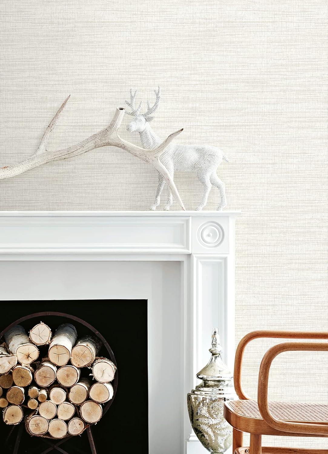 Chesapeake Solitude White Distressed Texture Wallpaper