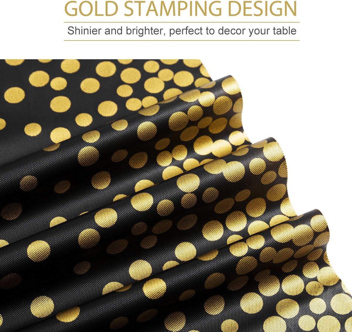 HOMIX Black and Gold Plastic Tablecloths for Rectangle Tables, 6 Pack Disposable Party Table Cloths, Gold Dot Table Covers with 30 Balloons for Birthday, Graduation, Cocktail Parties 54" x 108"