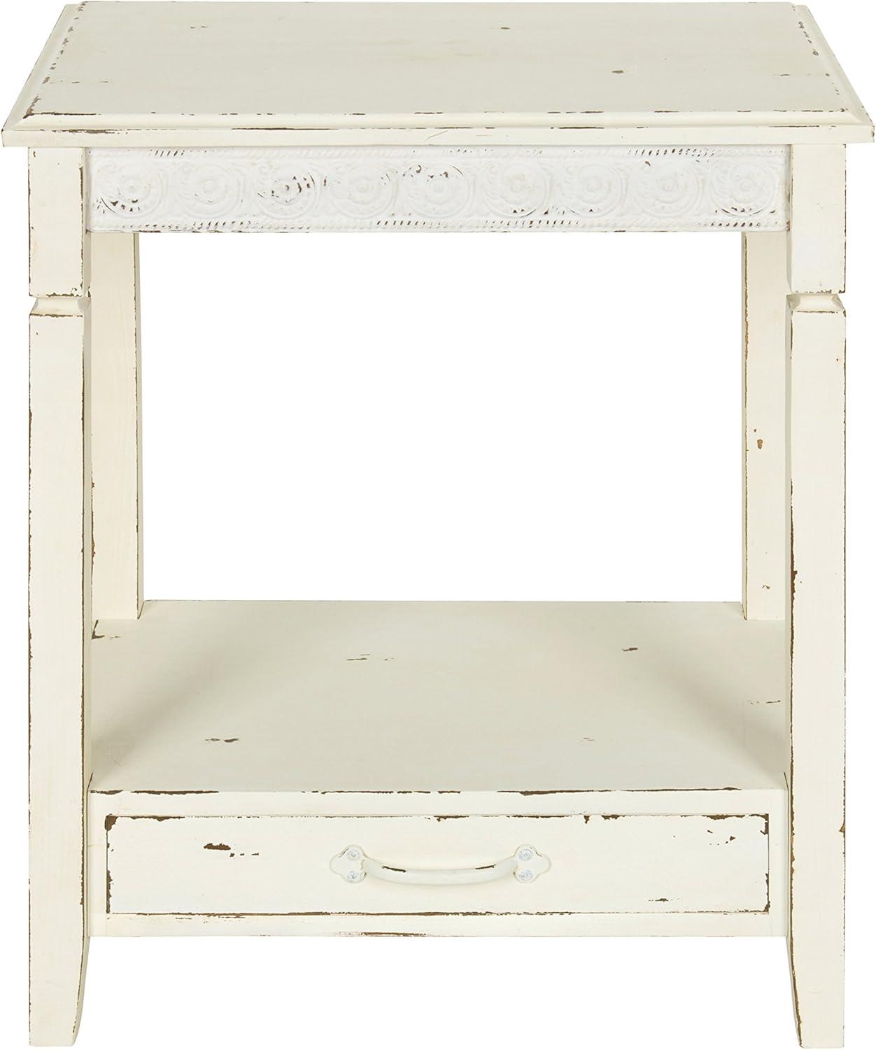 Kate and Laurel Idabelle Rectangle Wood Side Table, 13.5x22x27.75, White