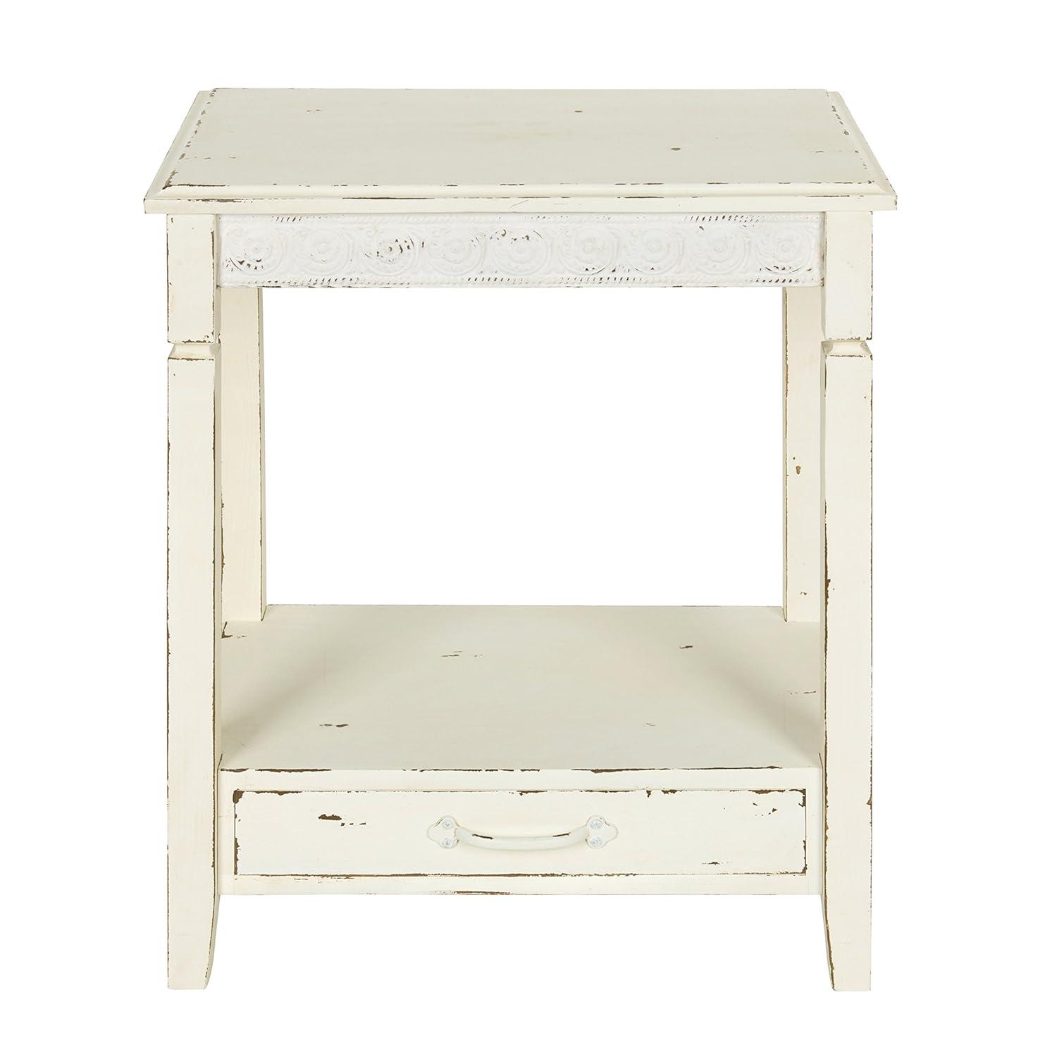 Kate and Laurel Idabelle Rectangle Wood Side Table, 13.5x22x27.75, White