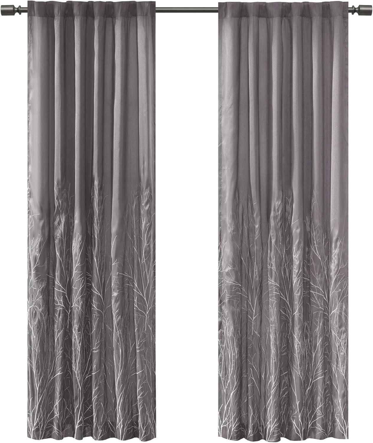 Andora Embroidered Branch Rod Pocket Single Curtain Panel