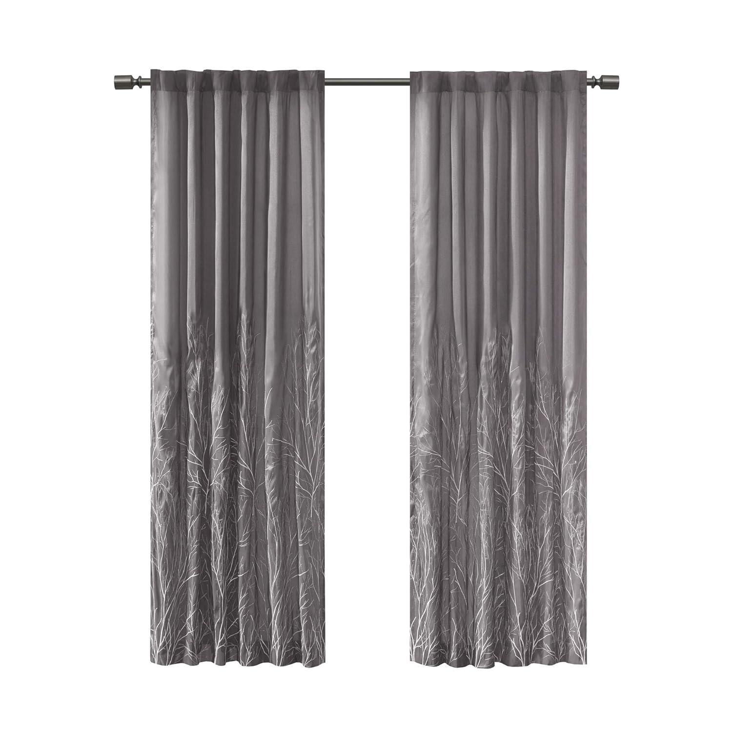 Andora Embroidered Branch Rod Pocket Single Curtain Panel