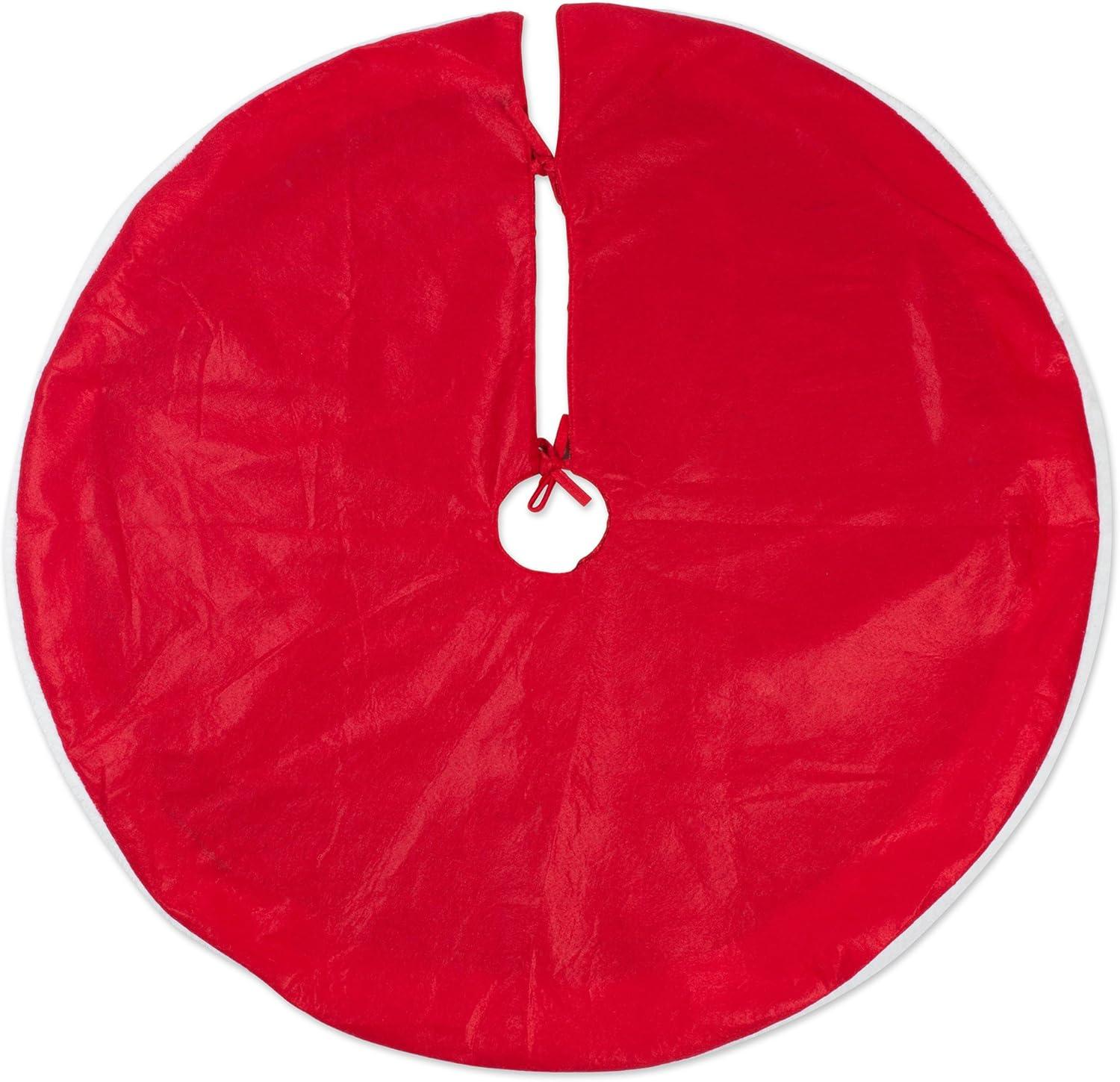 DII 42" Modern Fabric Santa's Holiday Decor Tree Skirt in Red/White