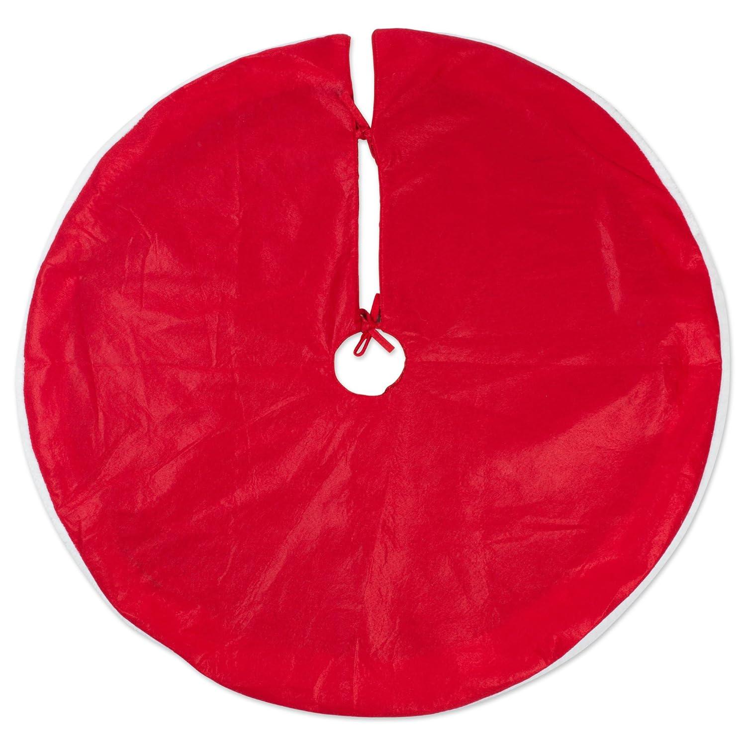 DII 42" Modern Fabric Santa's Holiday Decor Tree Skirt in Red/White