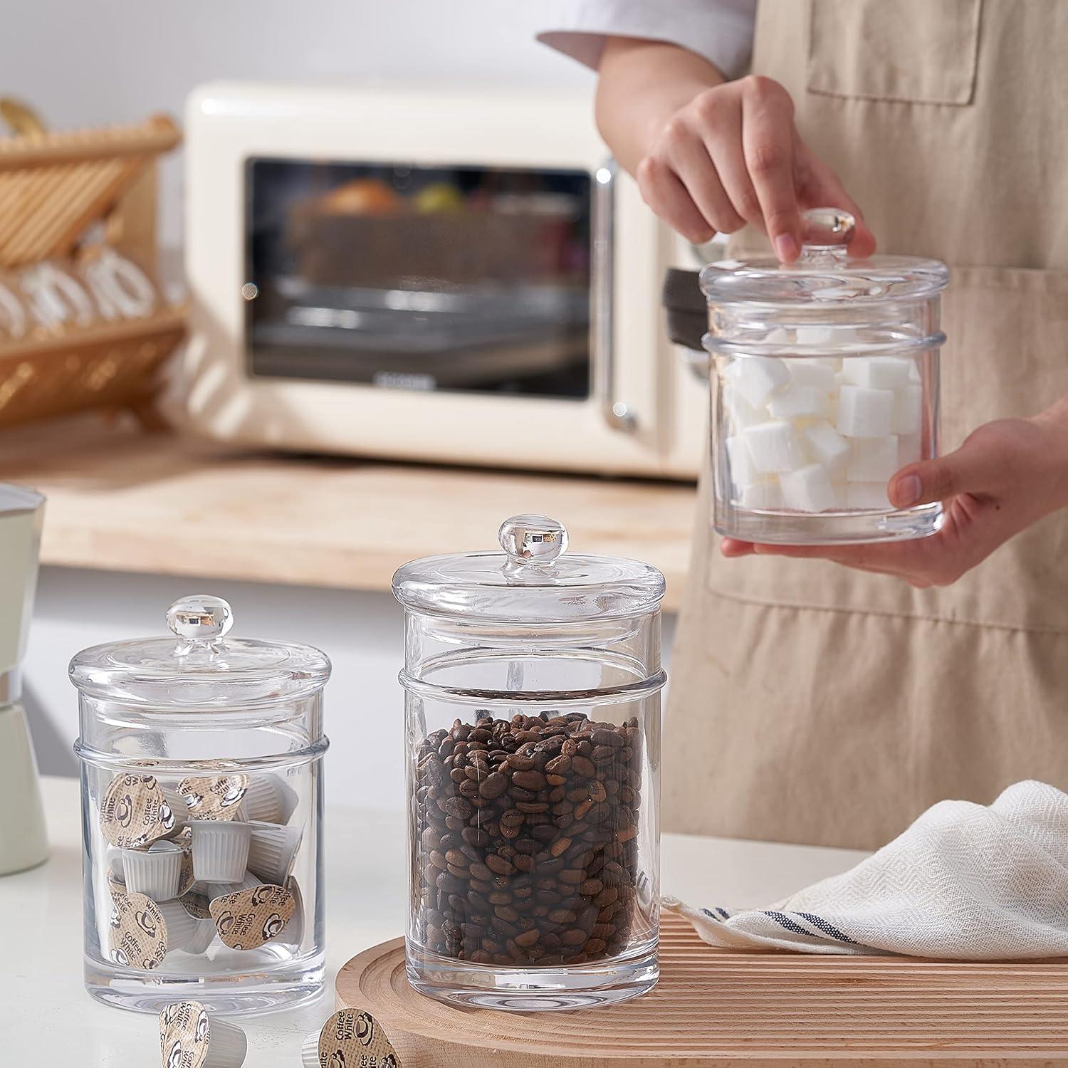 Whole Housewares | Glass Apothecary Jars (4.5 Inch) with Lids | Set of 3