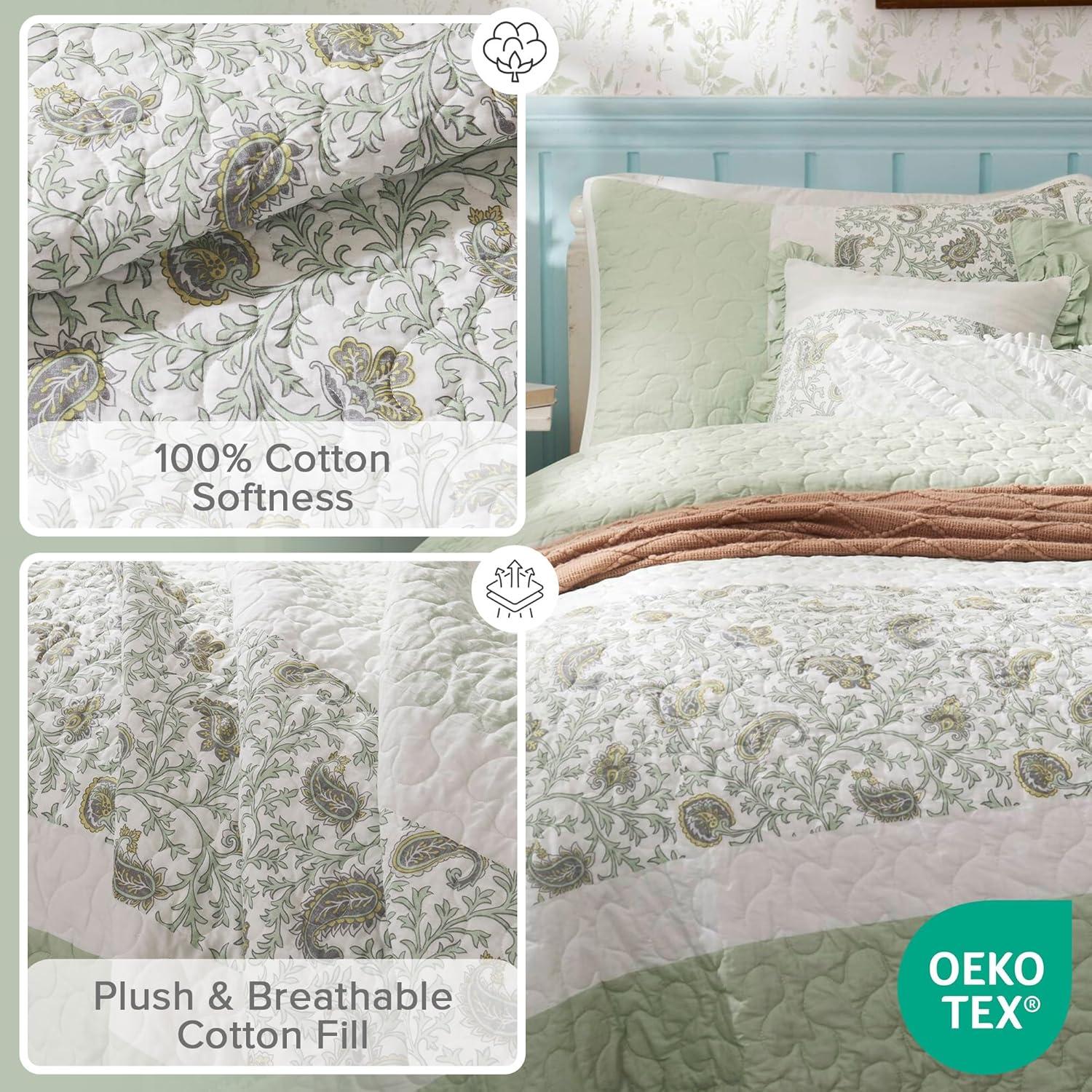 Madison Park Dawn 6 Piece Cotton Percale Quilt Set with Throw Pillows