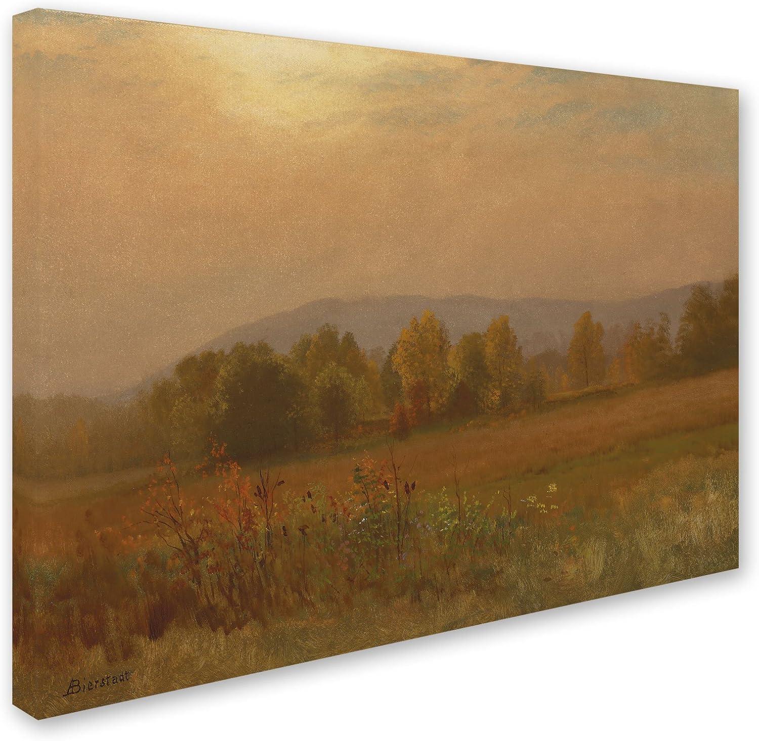 Trademark Fine Art "Autumn Landscape New England" by Albert Bierstadt Framed Painting Print on Wrapped Canvas