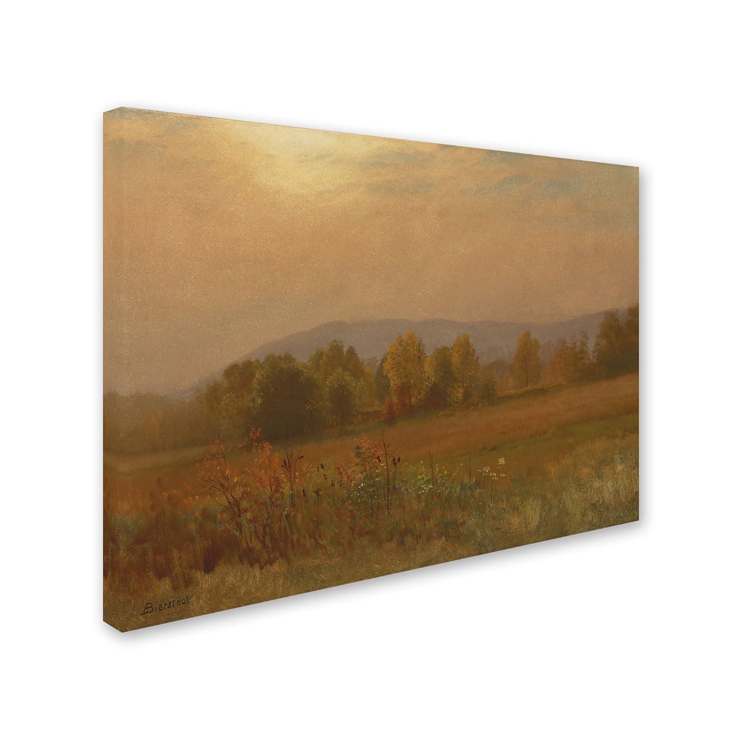 Trademark Fine Art "Autumn Landscape New England" by Albert Bierstadt Framed Painting Print on Wrapped Canvas