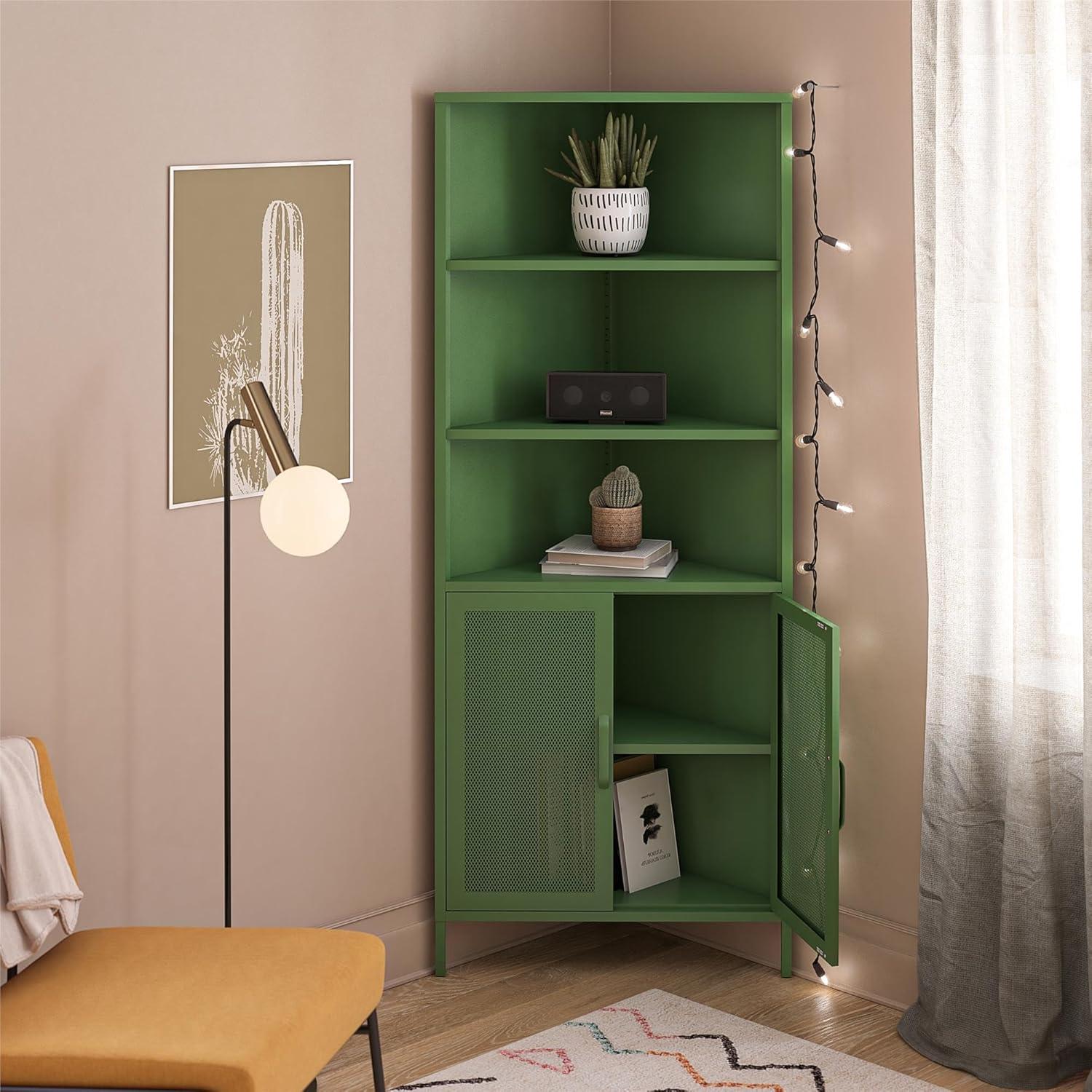 Novogratz Channing Corner Storage Cabinet with 2 Doors, Parchment