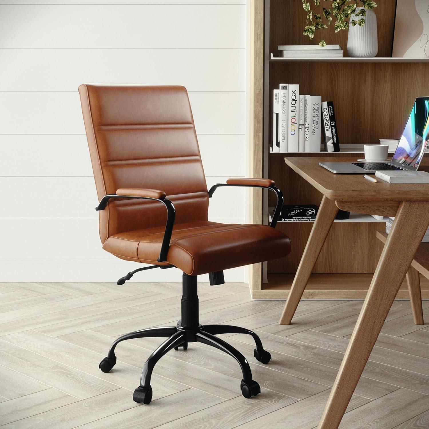 Mid-Back Executive Swivel Office Chair with Metal Frame and Arms