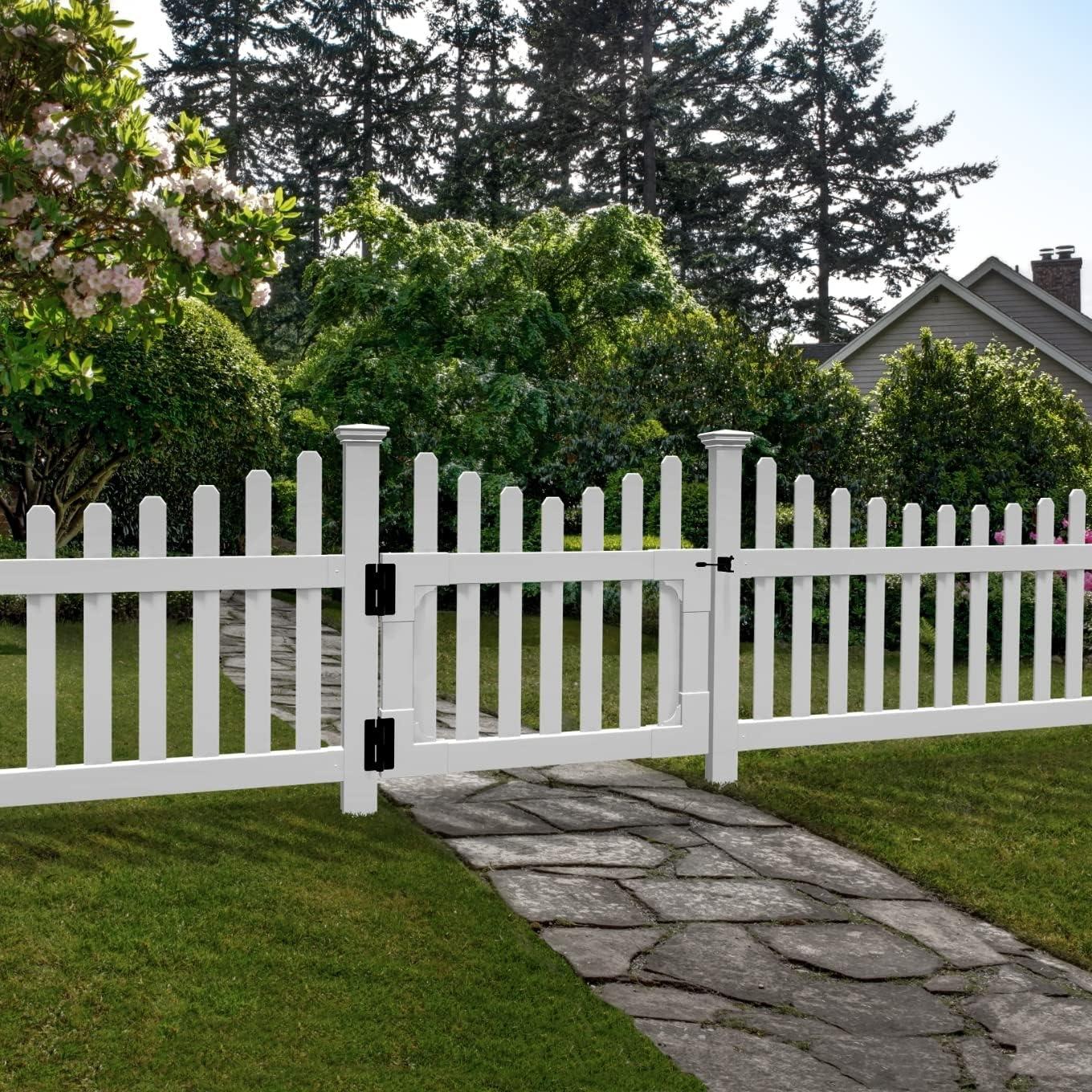 3ft H x 3.5ft W White Vinyl Picket Yard Gate with Hardware