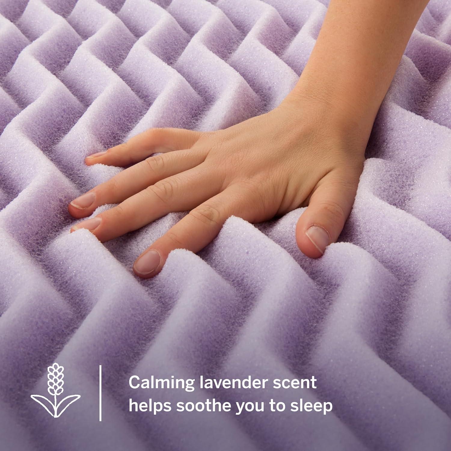 Lucid Comfort Collection 2" Zoned Lavender Memory Foam Mattress Topper