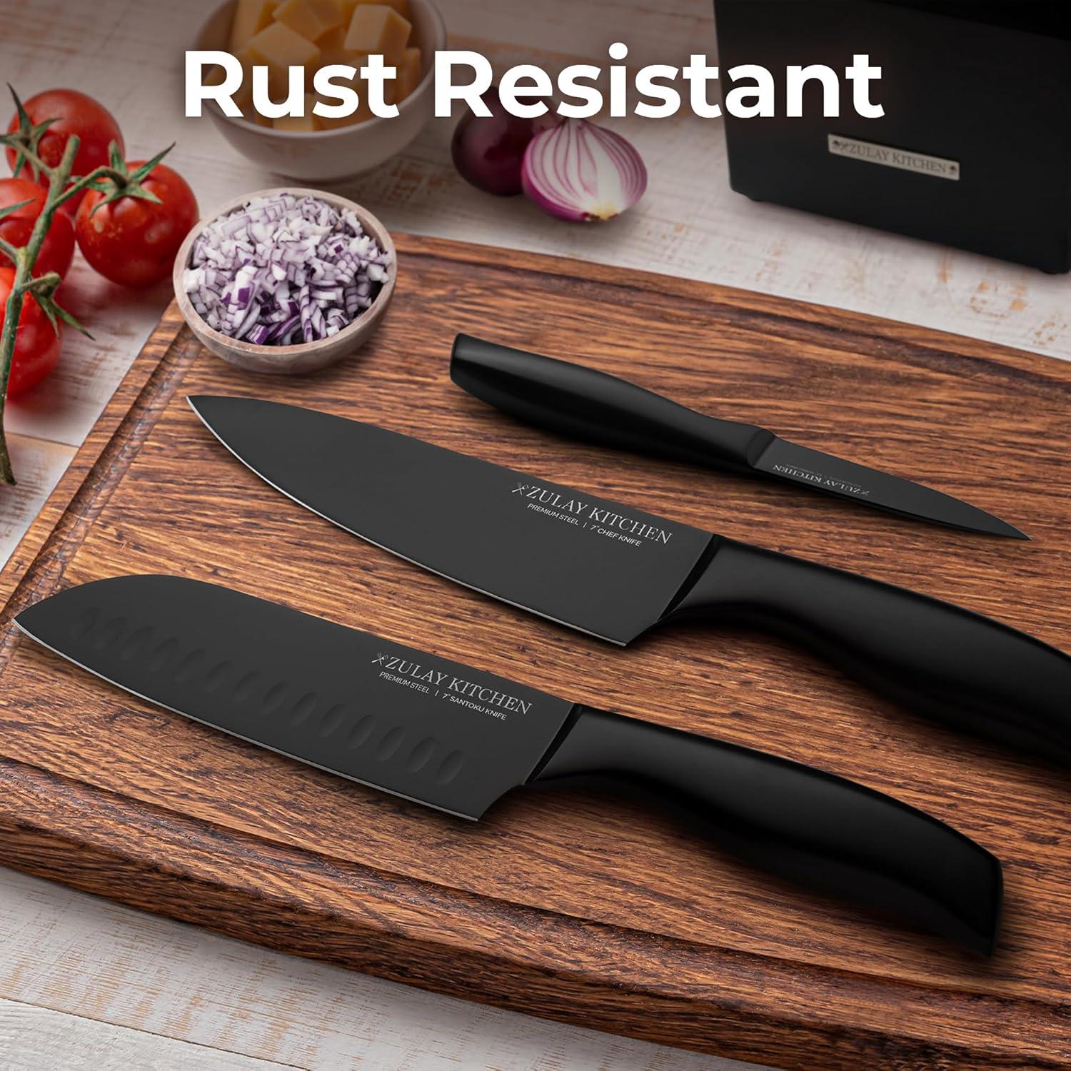 Zulay Kitchen Zulay Kitchen Premium 15-Piece Knife Set with Natural Wood Block and Built-in Sharpener