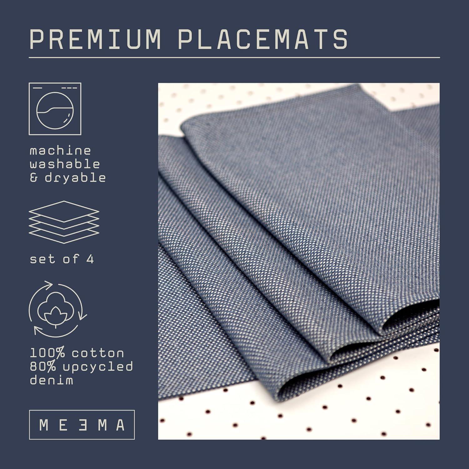 MEEMA Table Placemats Set of 4 - Blue - Christmas Kitchen Table Decor - Fabric Placemats-Table Christmas Gifts