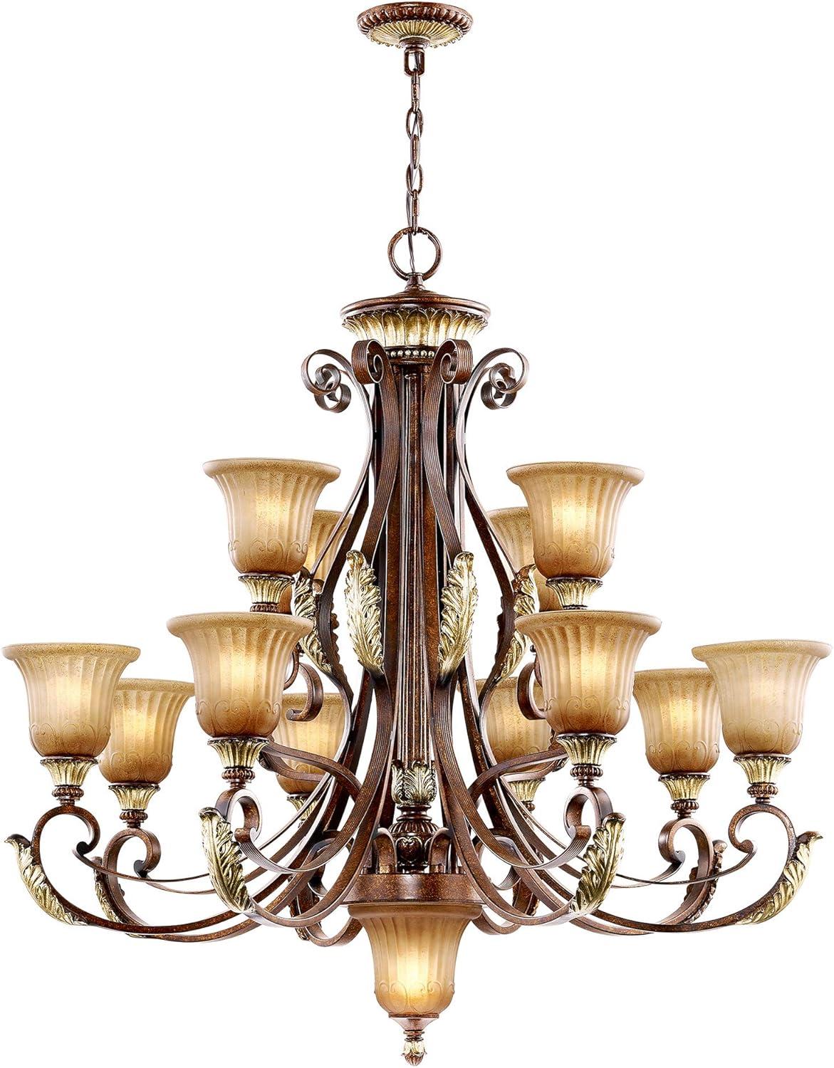 Livex Lighting Villa Verona Chandelier in Verona Bronze with Aged Gold Leaf