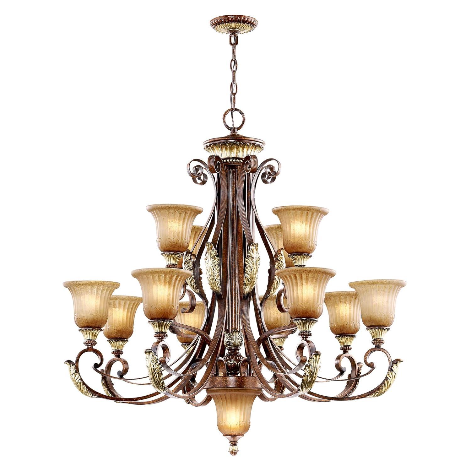 Livex Lighting Villa Verona Chandelier in Verona Bronze with Aged Gold Leaf