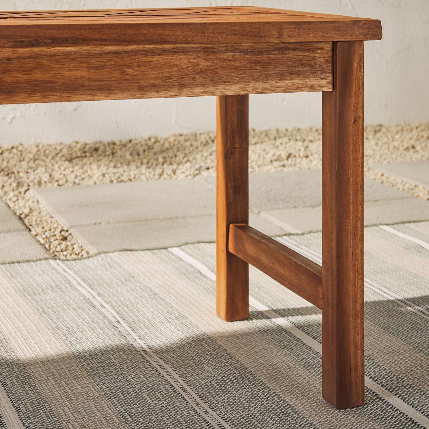 53" Modern Outdoor Wood Patio Dining Bench - Dark Brown