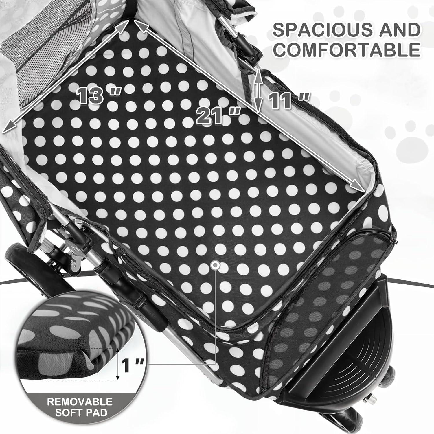 Magshion Foldable Pet Dog and Cat Stroller with Adjustable Canopy Storage Basket and Cup Holder for Small and Medium Pets