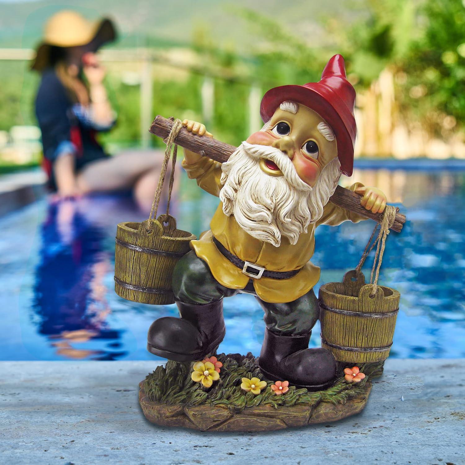 Design Toscano Barney Two Buckets Garden Gnome Statue