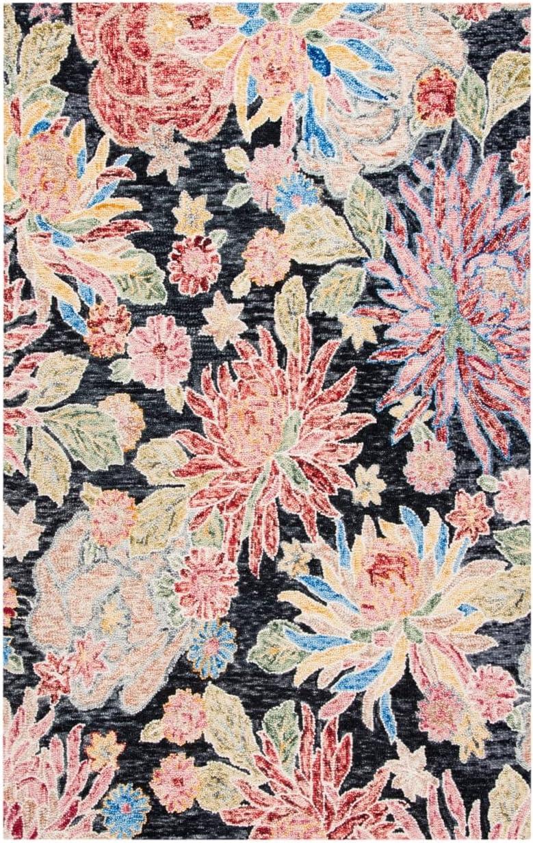 SAFAVIEH Jardin Dahila Floral Area Rug, Charcoal/Red, 8' x 10'