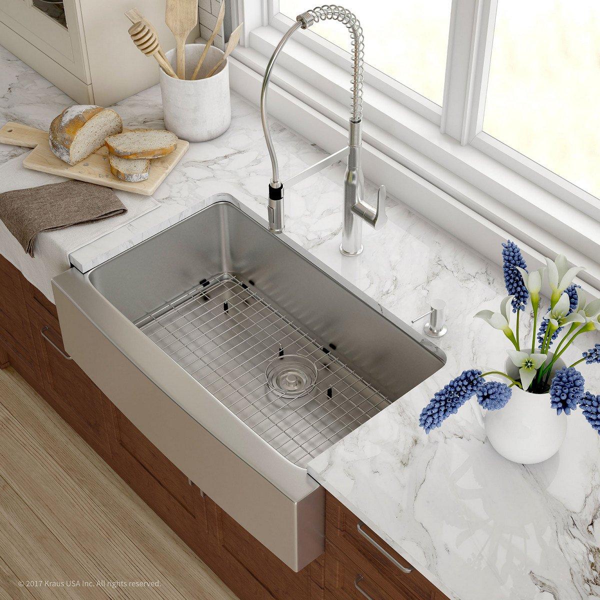 LUKX Farmhouse Single Bowl Stainless Steel Kitchen Sink HU3322S