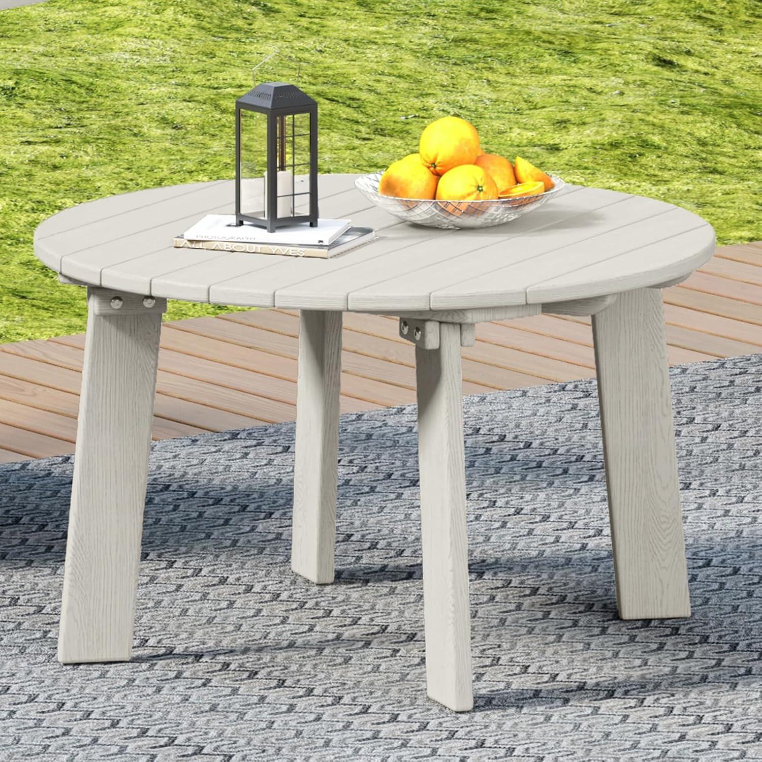White Round Plastic Outdoor Adirondack Side Table