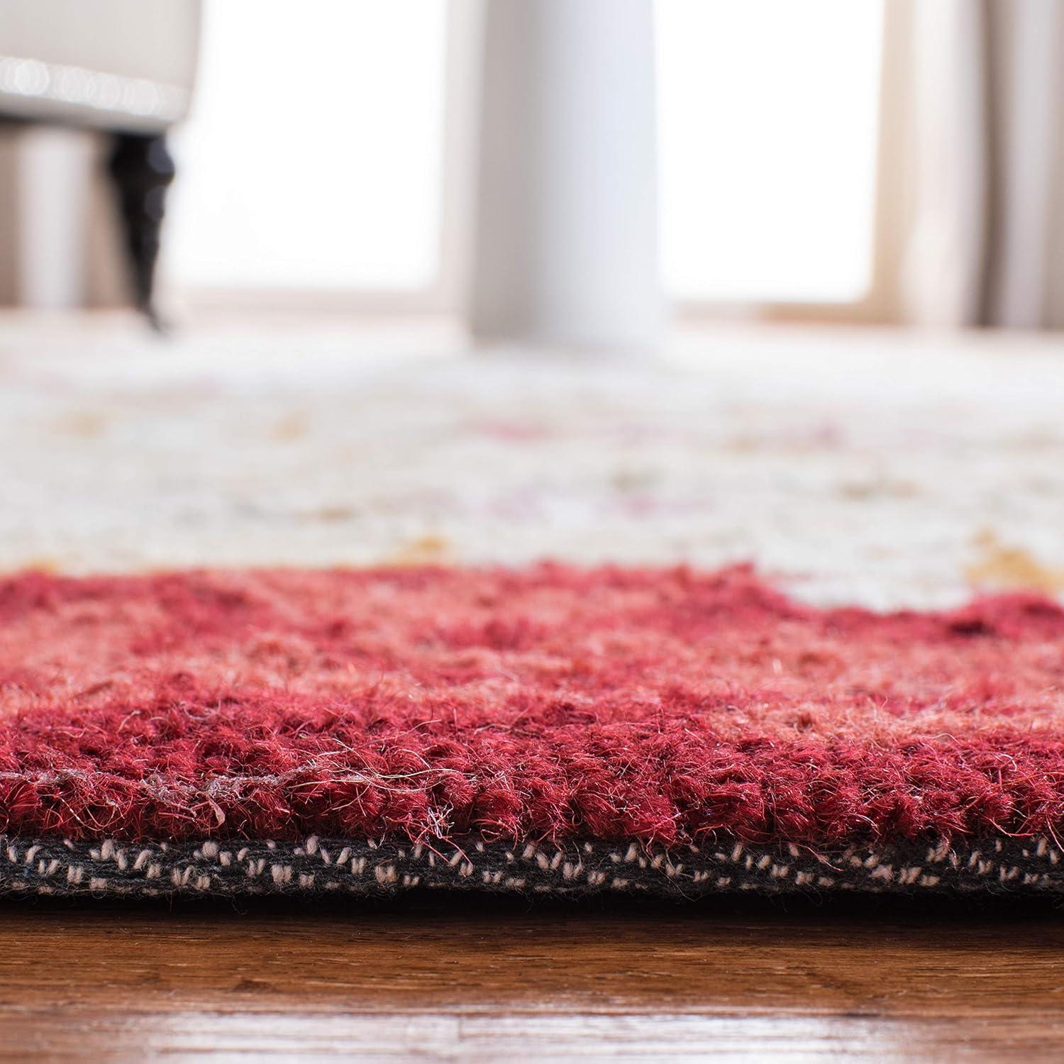 Chelsea HK73 Handmade Area Rug - 3' Round - Ivory/Burgundy - Safavieh