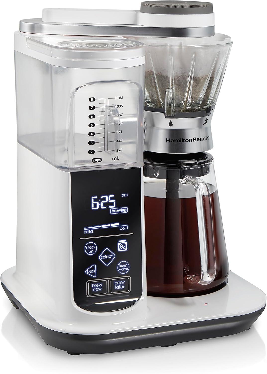 Hamilton Beach® Convenient Craft Automatic or Manual Pour-Over 8-Cup Coffee Maker with 5 Strengths and Integrated Scale