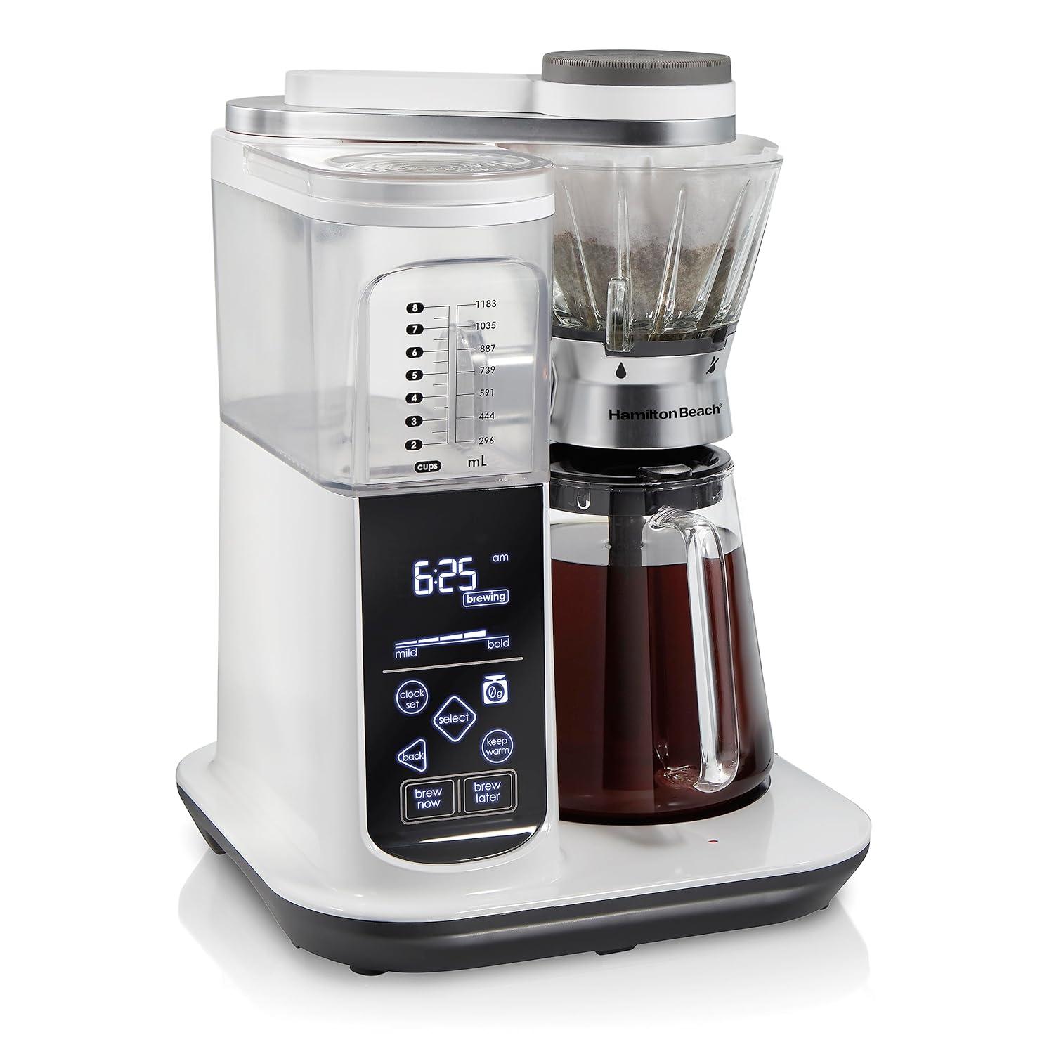 Hamilton Beach 46700 Hamilton Beach® Convenient Craft Automatic or Manual Pour-Over 8-Cup Coffee Maker with 5 Strengths and Integrated Scale