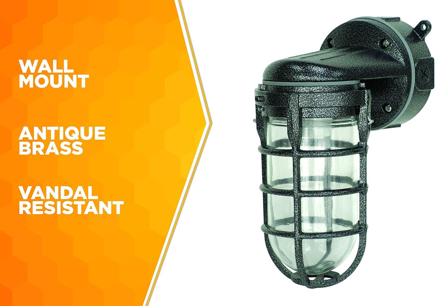 Woods L1707SVBLK Wall Mount Light in Hammered Black Finish Sturdy Die Cast Aluminum Cage, Suitable for Indoor and Outdoor Use