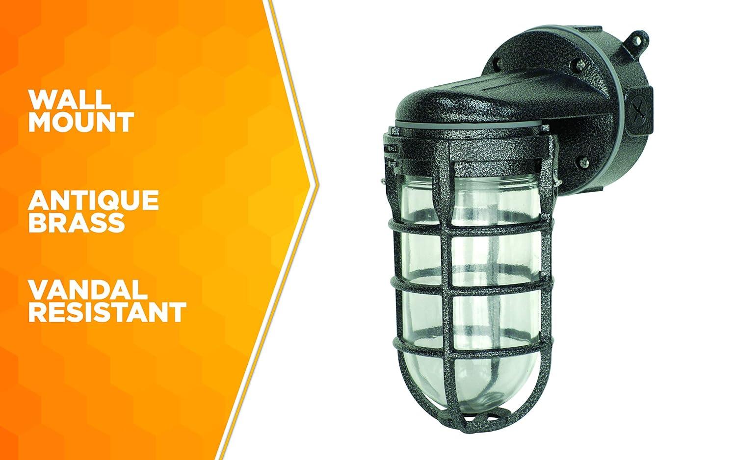 Woods L1707SVBLK Wall Mount Light in Hammered Black Finish Sturdy Die Cast Aluminum Cage, Suitable for Indoor and Outdoor Use