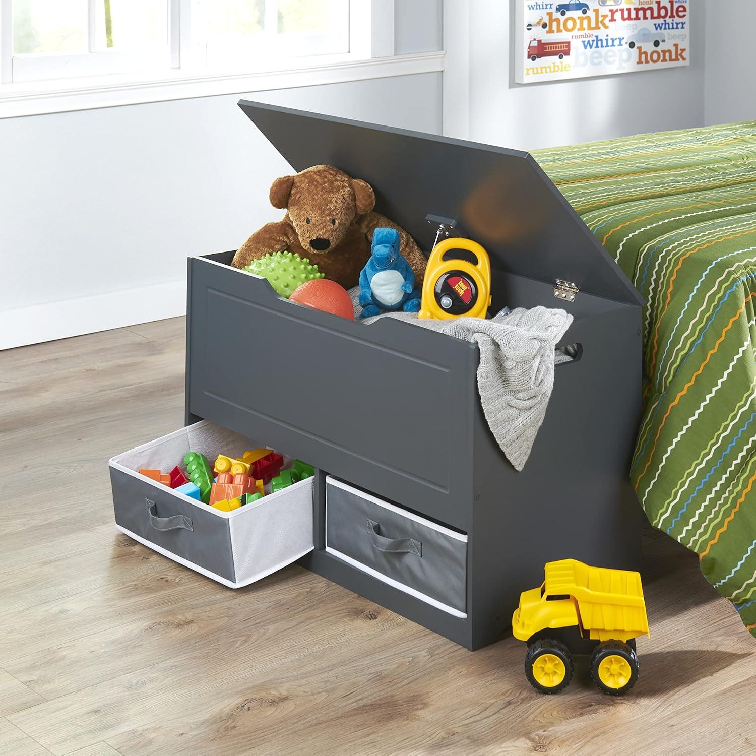 Badger Basket Kid's Up and Down Toy Box and Storage Bench 3.8 Cu ft. - Charcoal