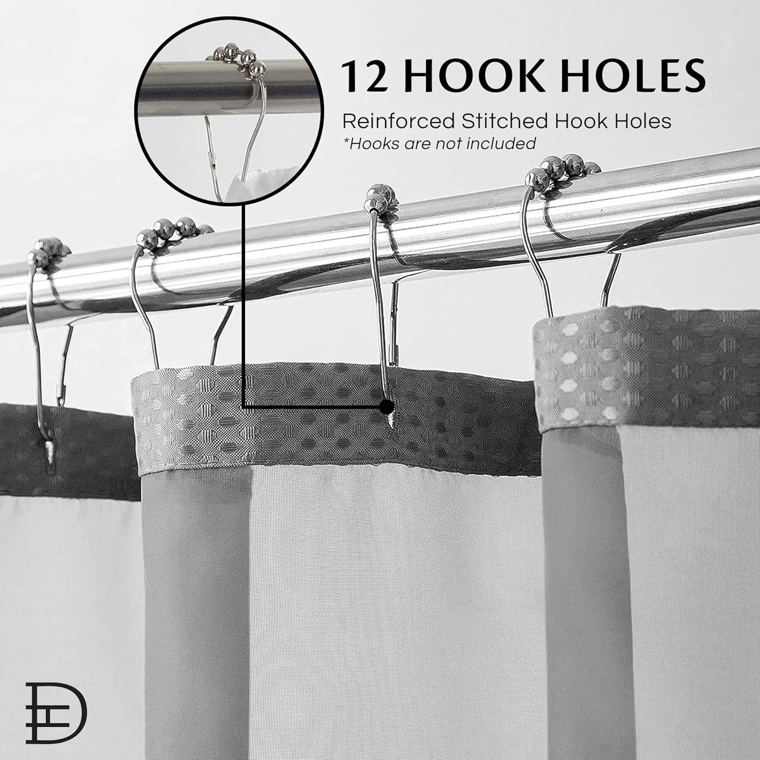 Dainty Home Complete Shower Curtain With Detachable Liner - Grey