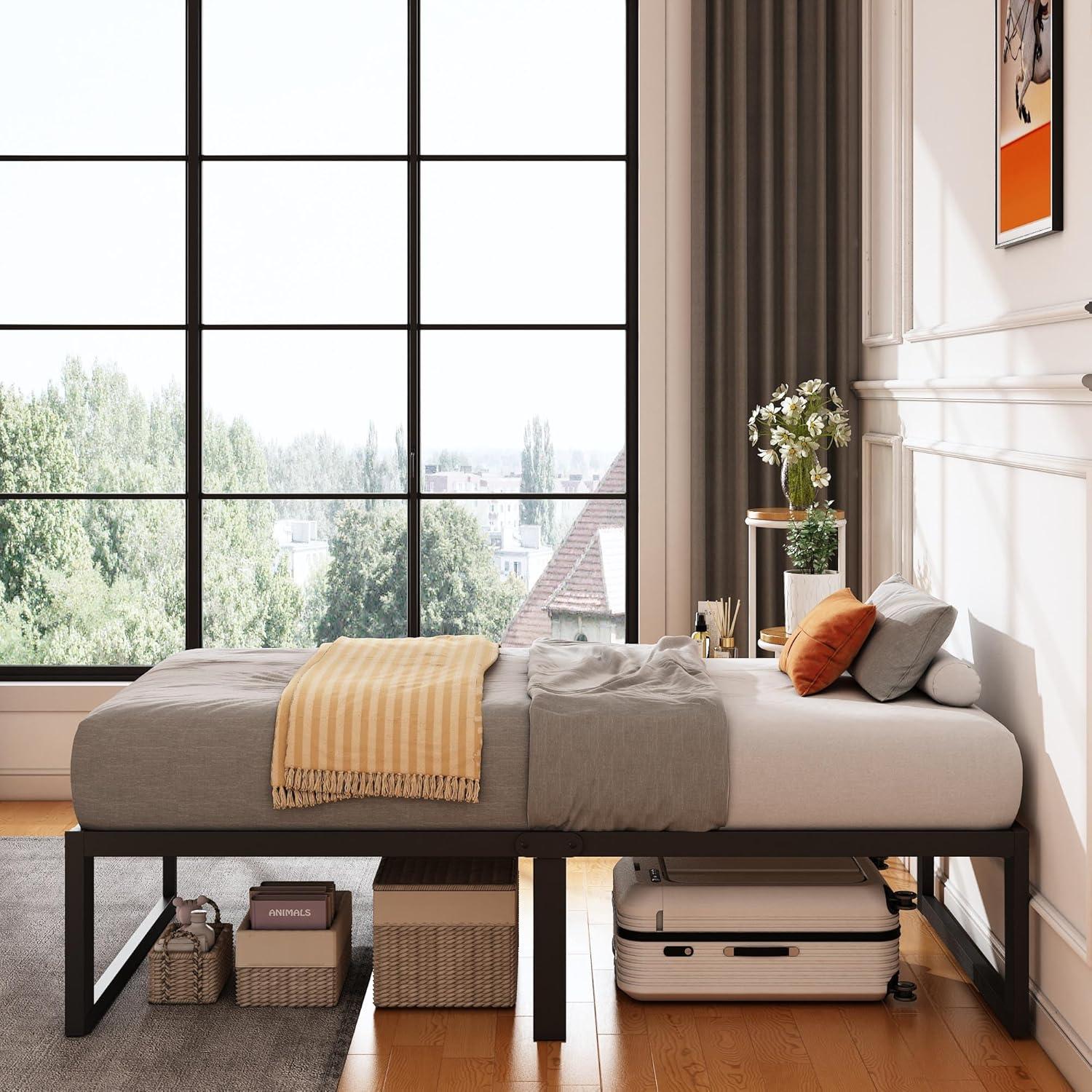 Whizmax 14 Inch King Bed Frame No Box Spring NeededHeavy Duty Metal Platform Bed Frame with Sturdy Steel Slats, Noise Free, Easy Assembly, Black