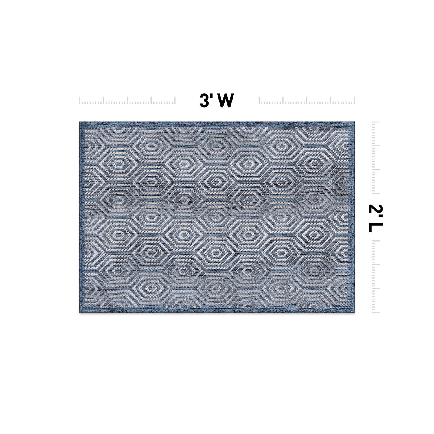 World Rug Gallery Modern Geometric Textured Flat Weave Indoor/Outdoor Area Rug - BLUE 2'x3'