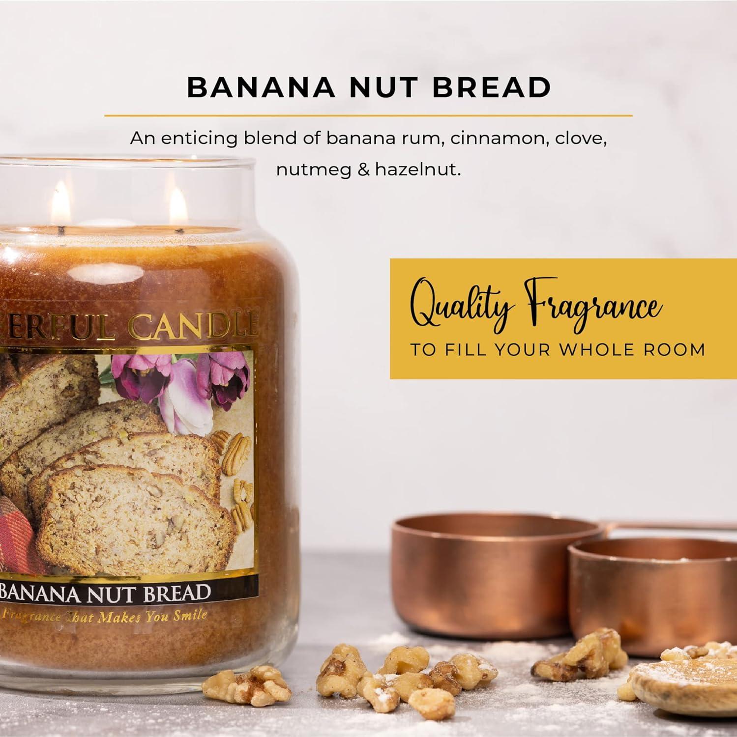 Banana Nut Bread Scented Glass Jar Candle with Lid, 24oz