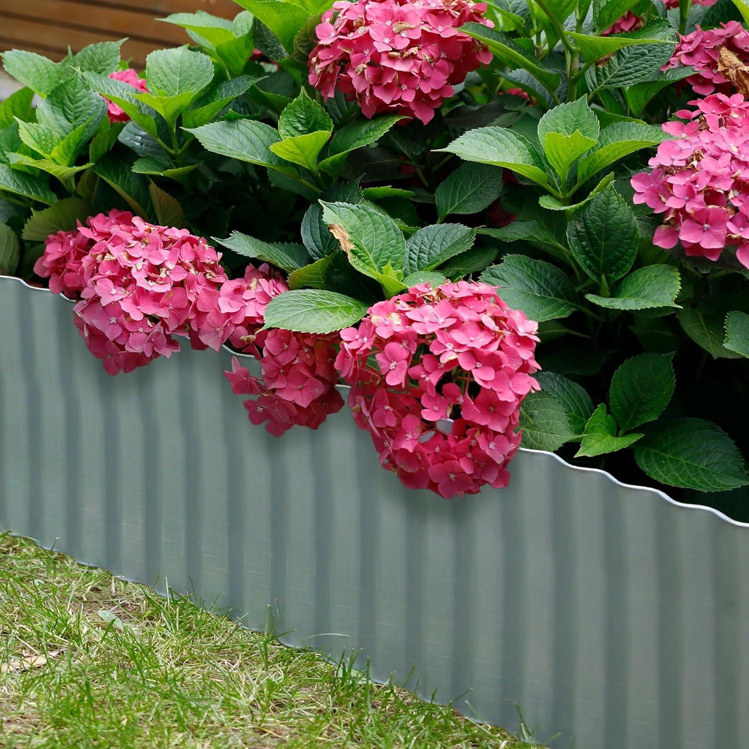 WORTH Wide-Corrugated Galvanized Steel Landscape Lawn Edging - 10" x 20' Flexible Sturdy Garden Long Strips of Metal Edging for Raised Flower Bed Tree Surrounds