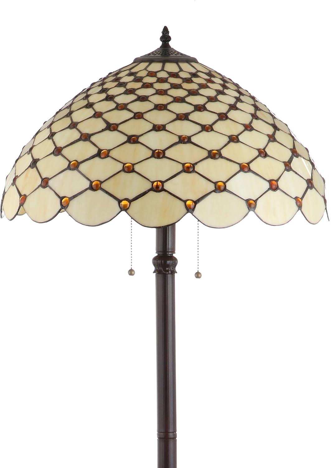 JONATHAN Y JYL8009A Lee Tiffany-Style 62" LED Floor Lamp, Traditional, Art Nouveau Style for Office, Living Room, Family Room, Dining, Bedroom, Hallway, Foyer, Bronze
