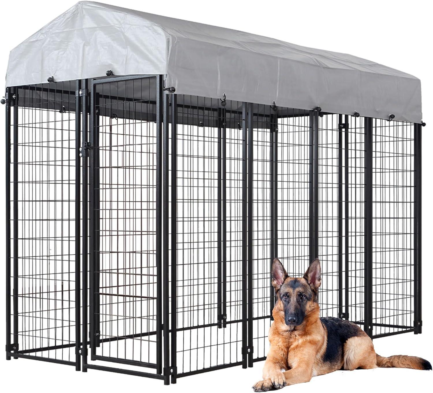 Zimtown Outdoor Dog Kennel Heavy Duty Dog Cage with Cover 8' x 4' x 6'