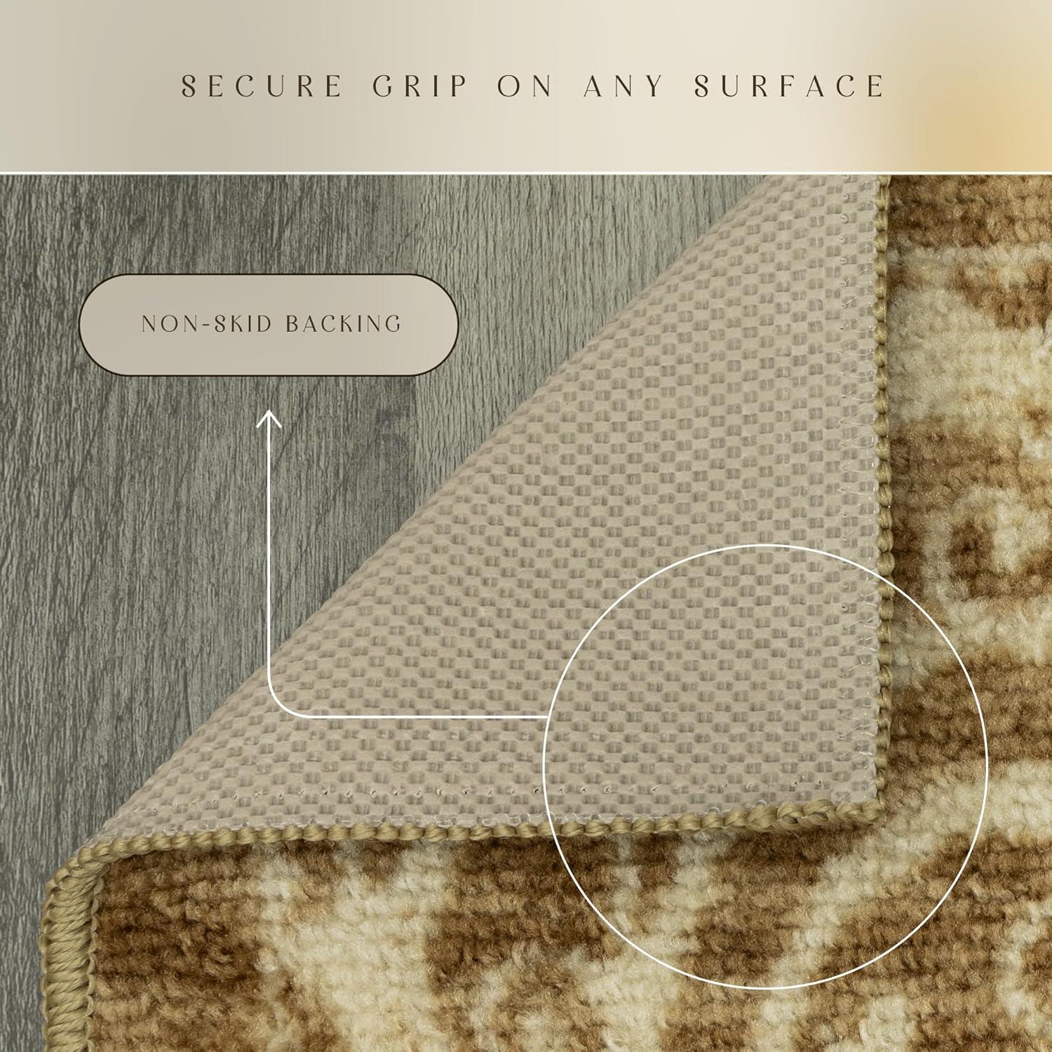 Maples Rugs Pelham Transitional Vintage Scroll Khaki Washable Hallway Runner Rug, 2' x 6'