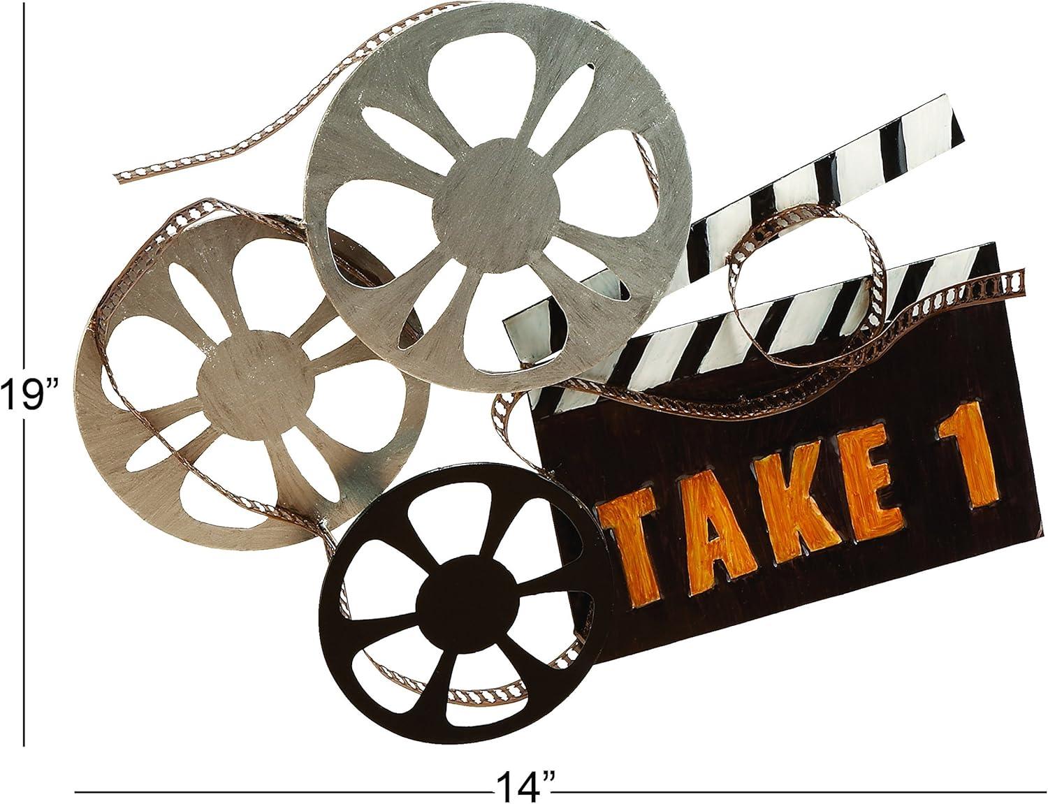 DecMode Black Metal Reels Film Wall Decor