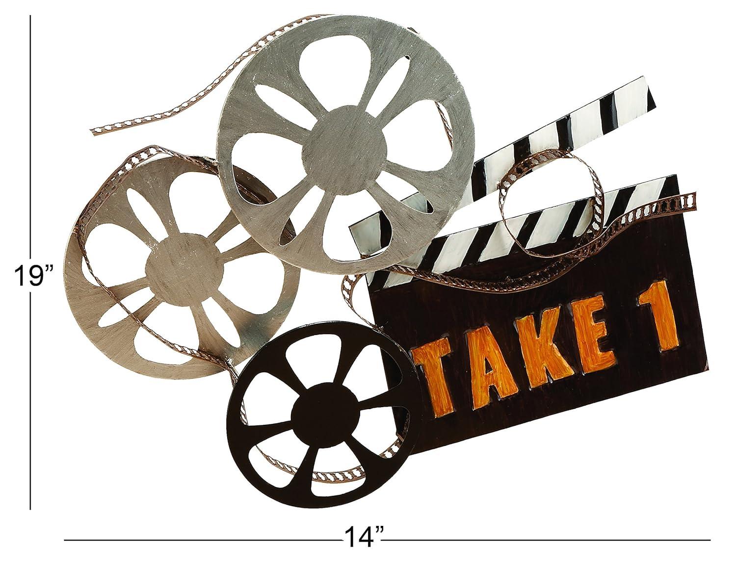 DecMode Black Metal Reels Film Wall Decor