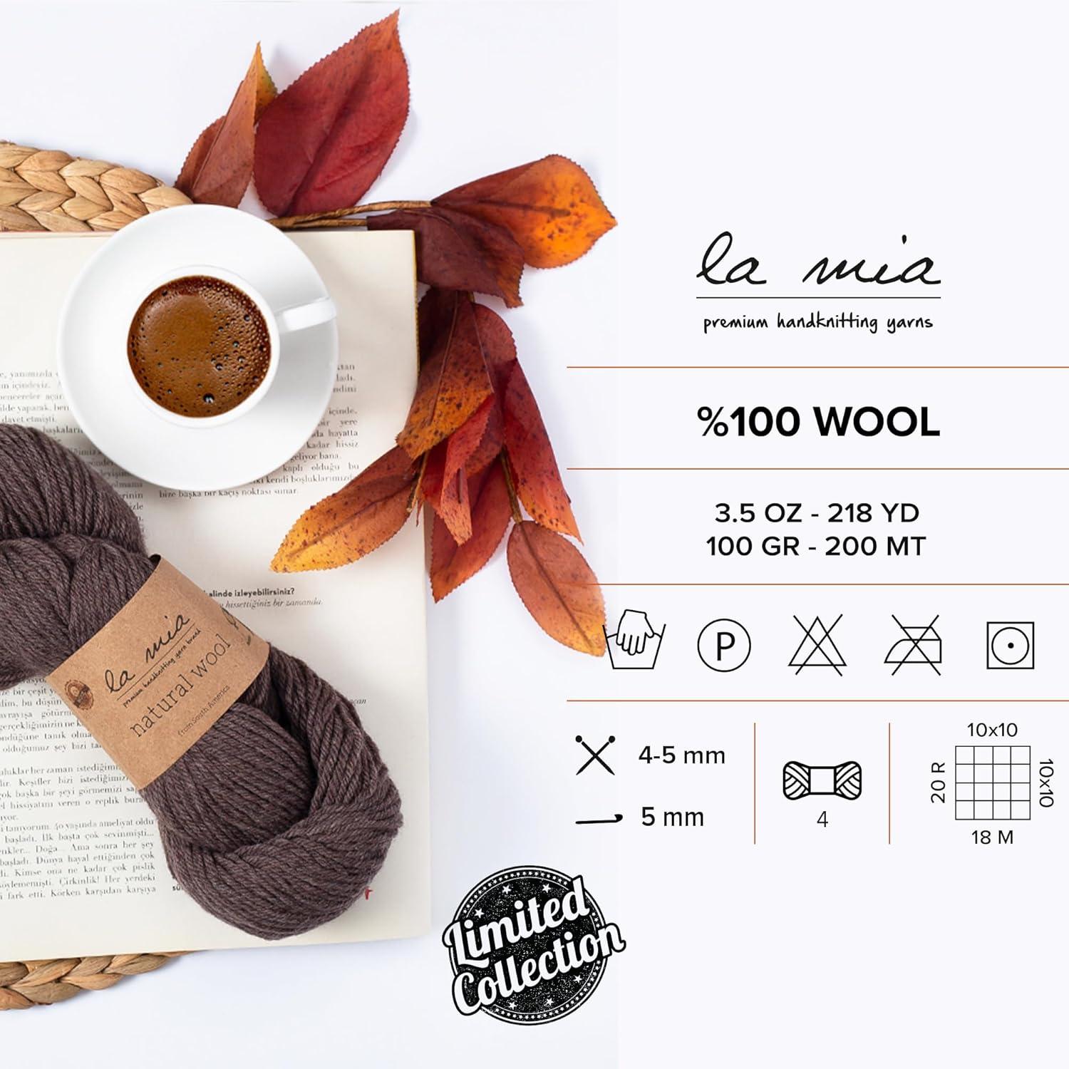 La Mia Medium Weight Beige Wool Yarn Skein