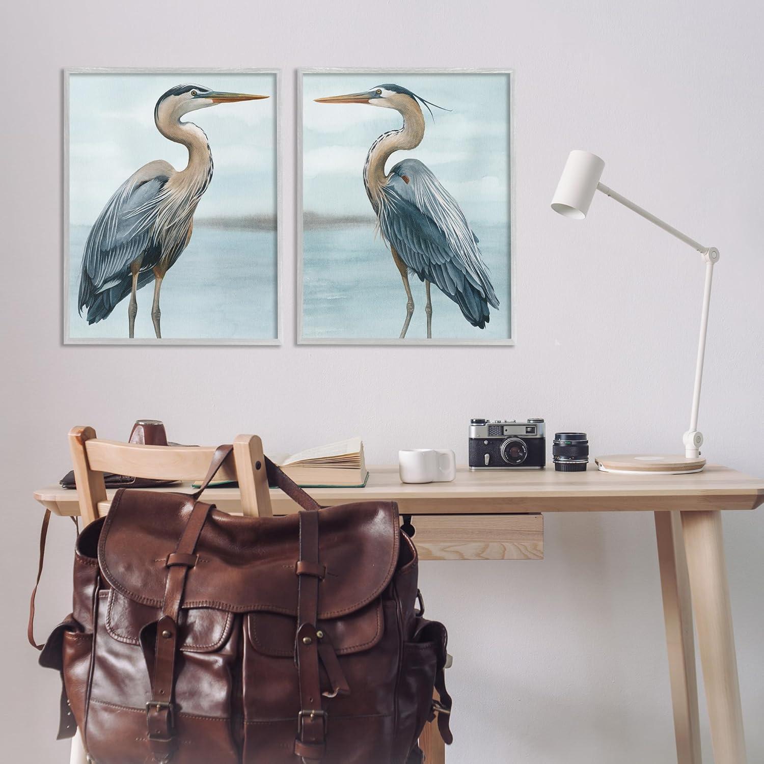 " Detailed Heron Bird Duo " by Grace Popp 2 - Pieces Painting Print