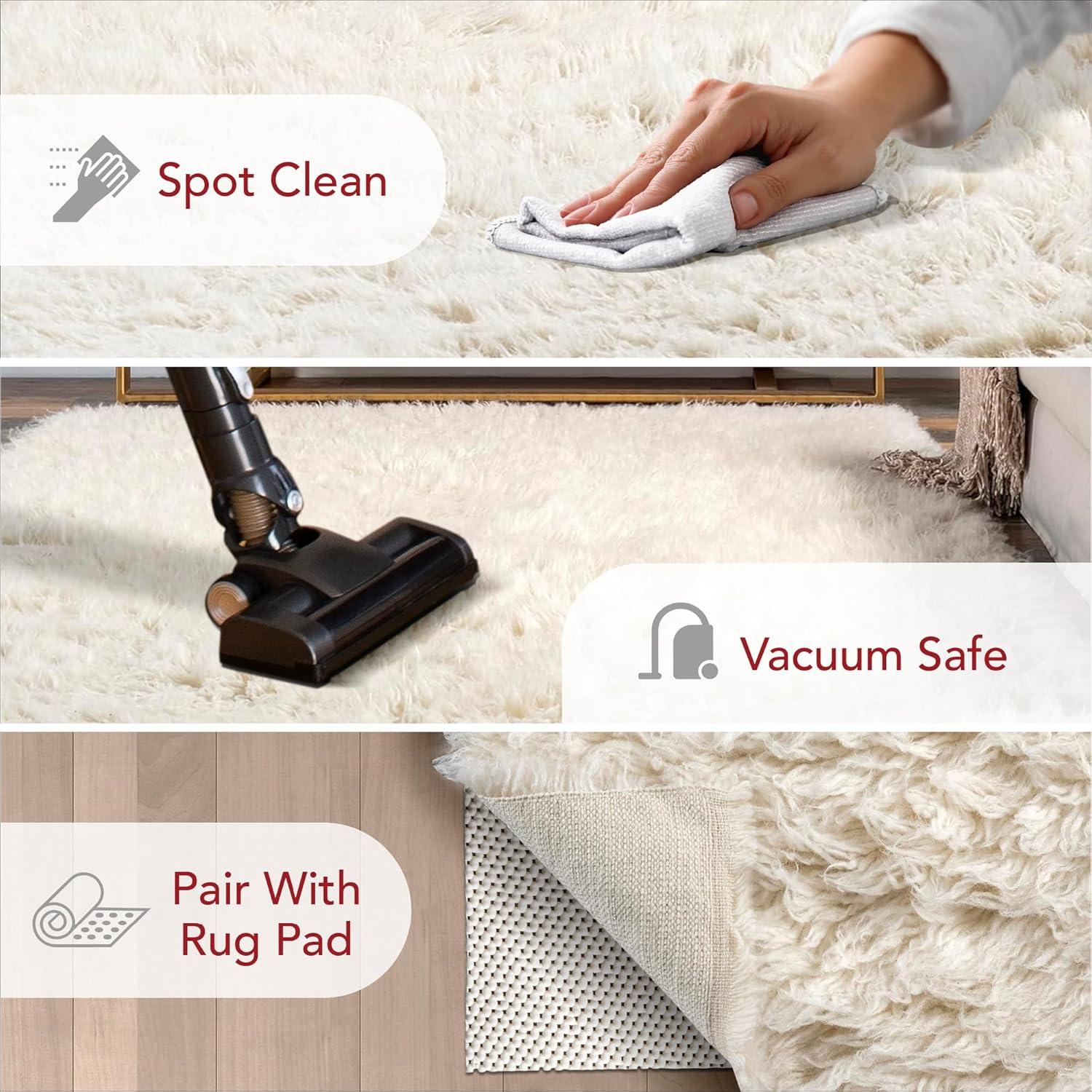 nuLOOM 8'x10' Elena Greek Flokati Shag Area Rug Cream: High Pile Wool, Solid Tufted Indoor Rug, No Backing