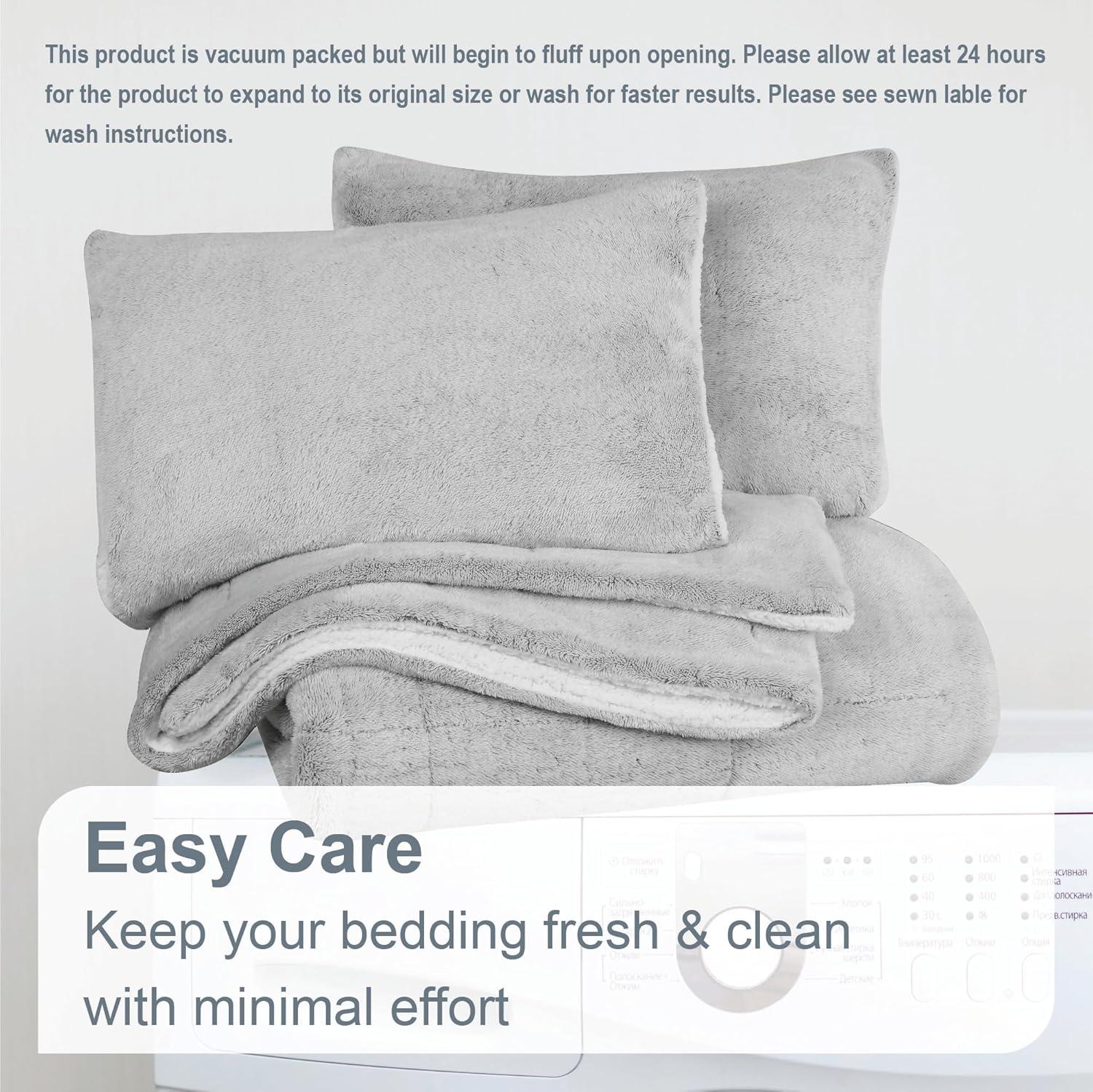 Ultra Plush Reversible Faux Fur and Sherpa 3-Piece Comforter Set