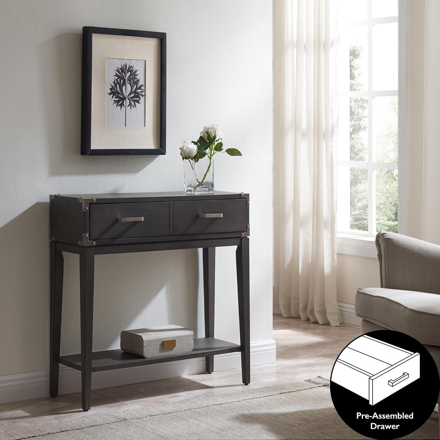 Demilune Hall Stand - Chocolate Cherry - Leick Home: Entryway Furniture with Drawer & Lower Shelf