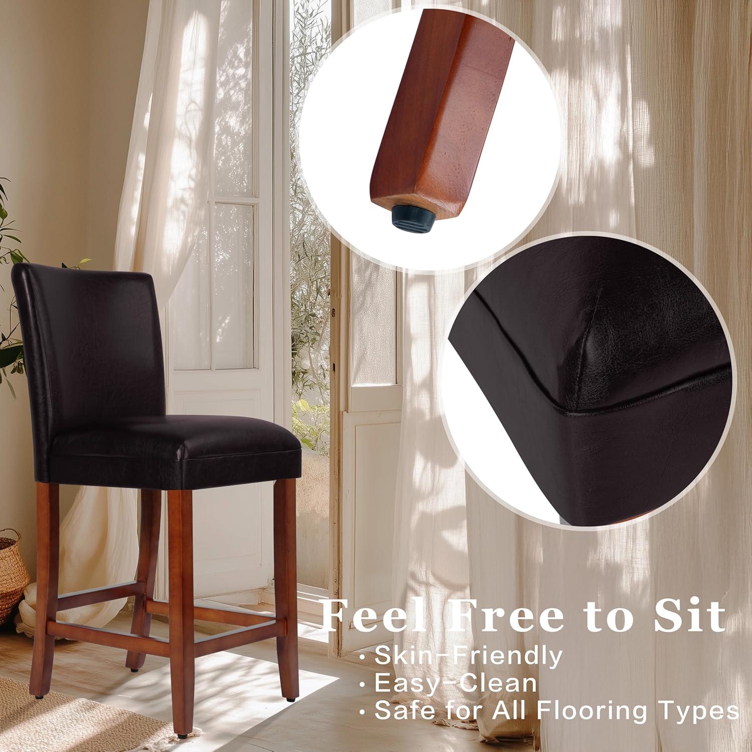 HomePop 29" Faux Leather Barstool, Multiple Colors