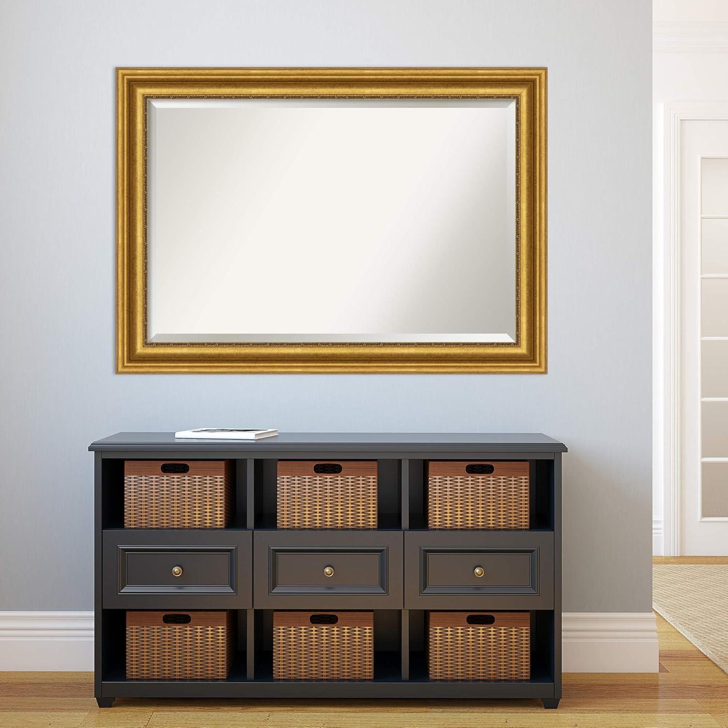 42"x30" Non-Beveled Parlor Gold Wall Mirror - Amanti Art: Modern Rectangle, Polystyrene Frame