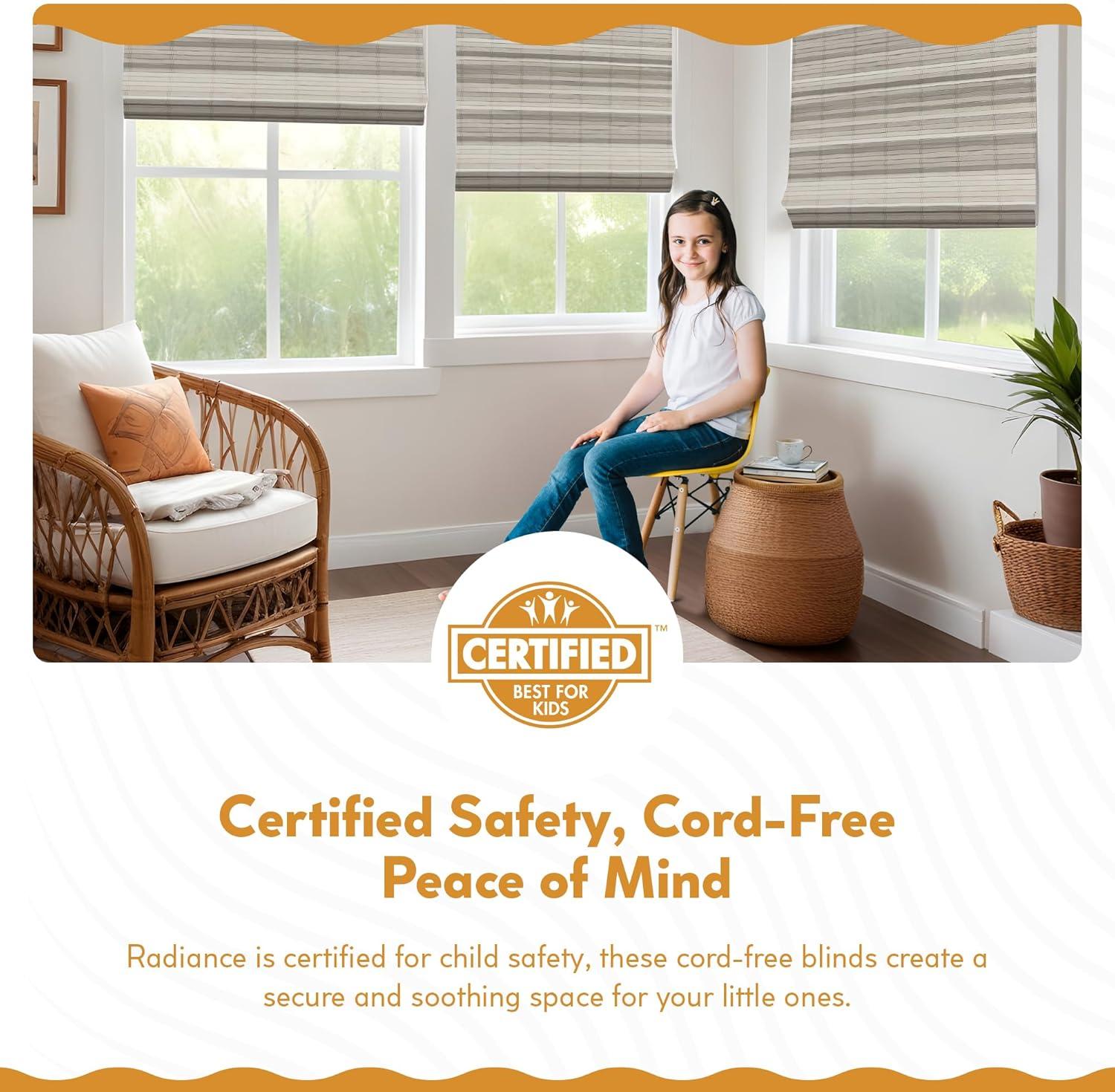 Radiance Brooklyn 23-in Cordless White Distressed Bamboo Roman Shade